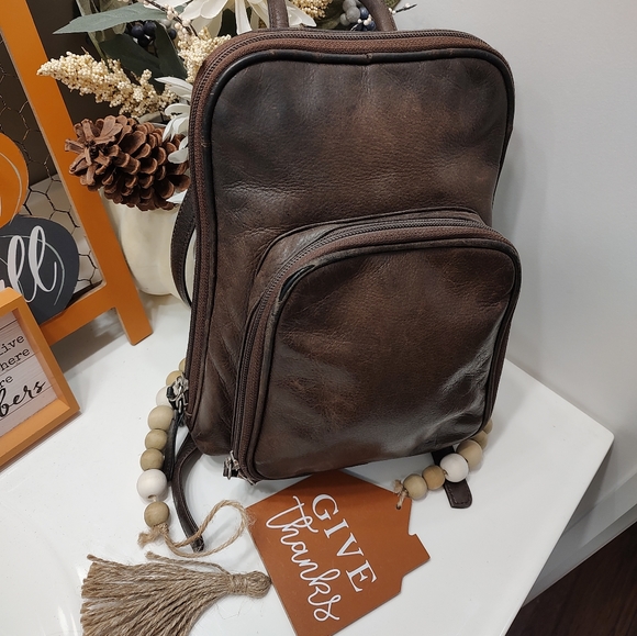 🍂 Vintage UC Osgoode Marley Brand Genuine Smooth Leather Mini Backpack Purse - Picture 6 of 16